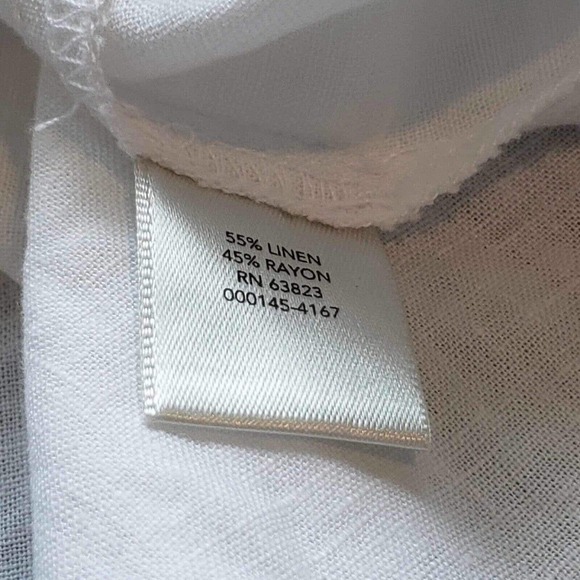 Christopher & Banks CJ Tunic Top Women's Large White V-Neck Linen Rayon Popover - Picture 8 of 10